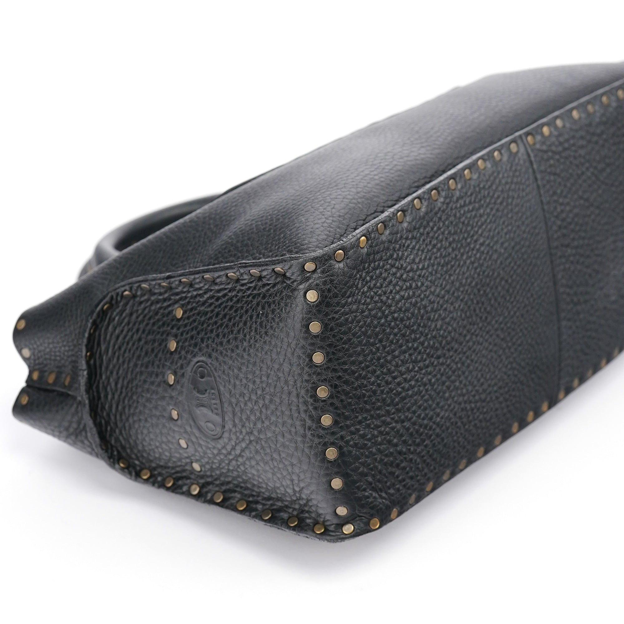 Black Leather Studded Boogie Tote Bag