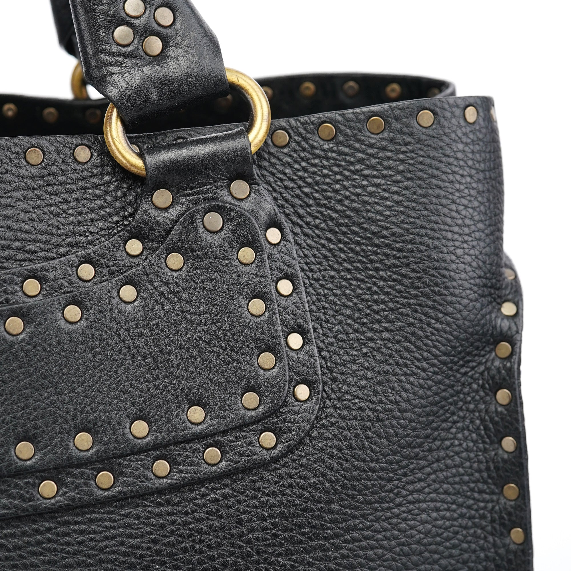 Black Leather Studded Boogie Tote Bag