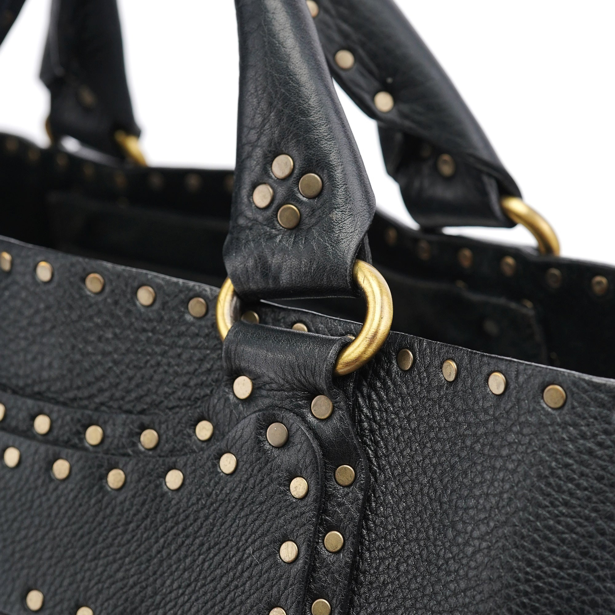 Black Leather Studded Boogie Tote Bag