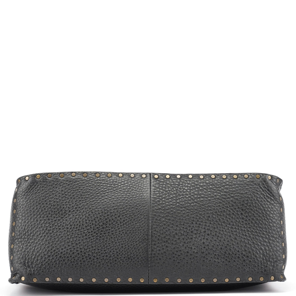 Black Leather Studded Boogie Tote Bag