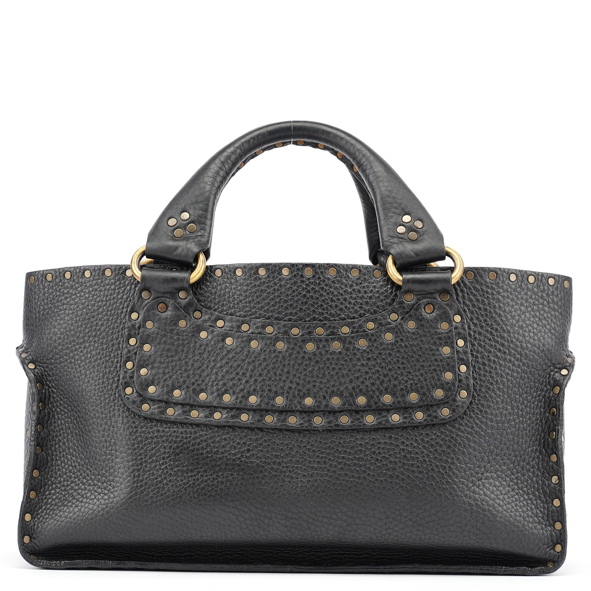 Black Leather Studded Boogie Tote Bag