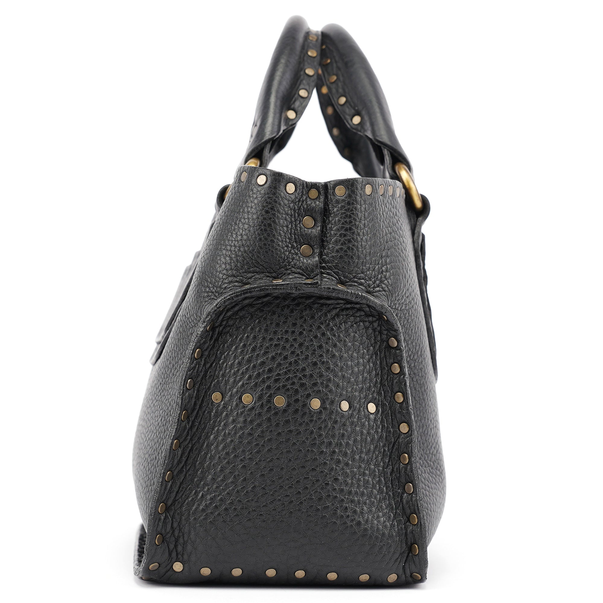 Black Leather Studded Boogie Tote Bag