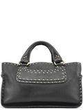 Black Leather Studded Boogie Tote Bag