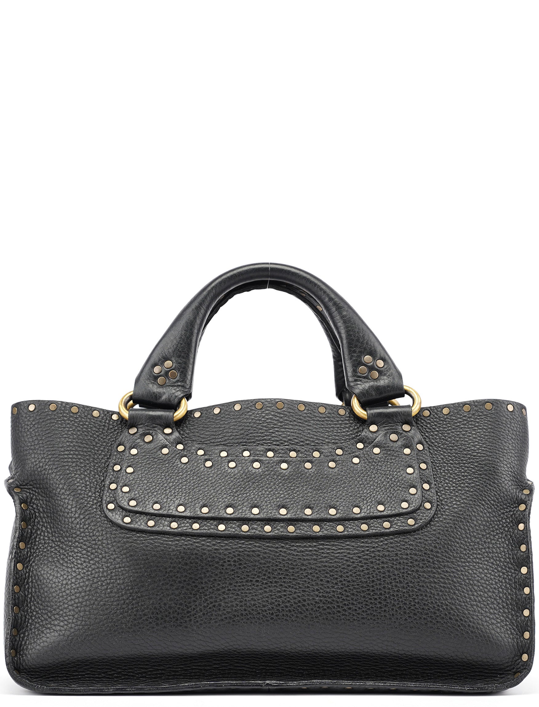 Black Leather Studded Boogie Tote Bag