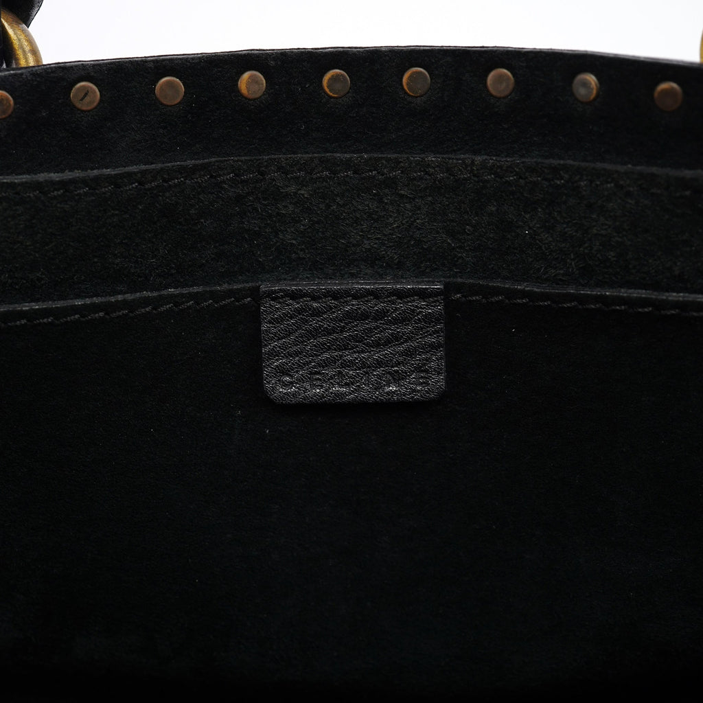 Black Leather Studded Boogie Tote Bag