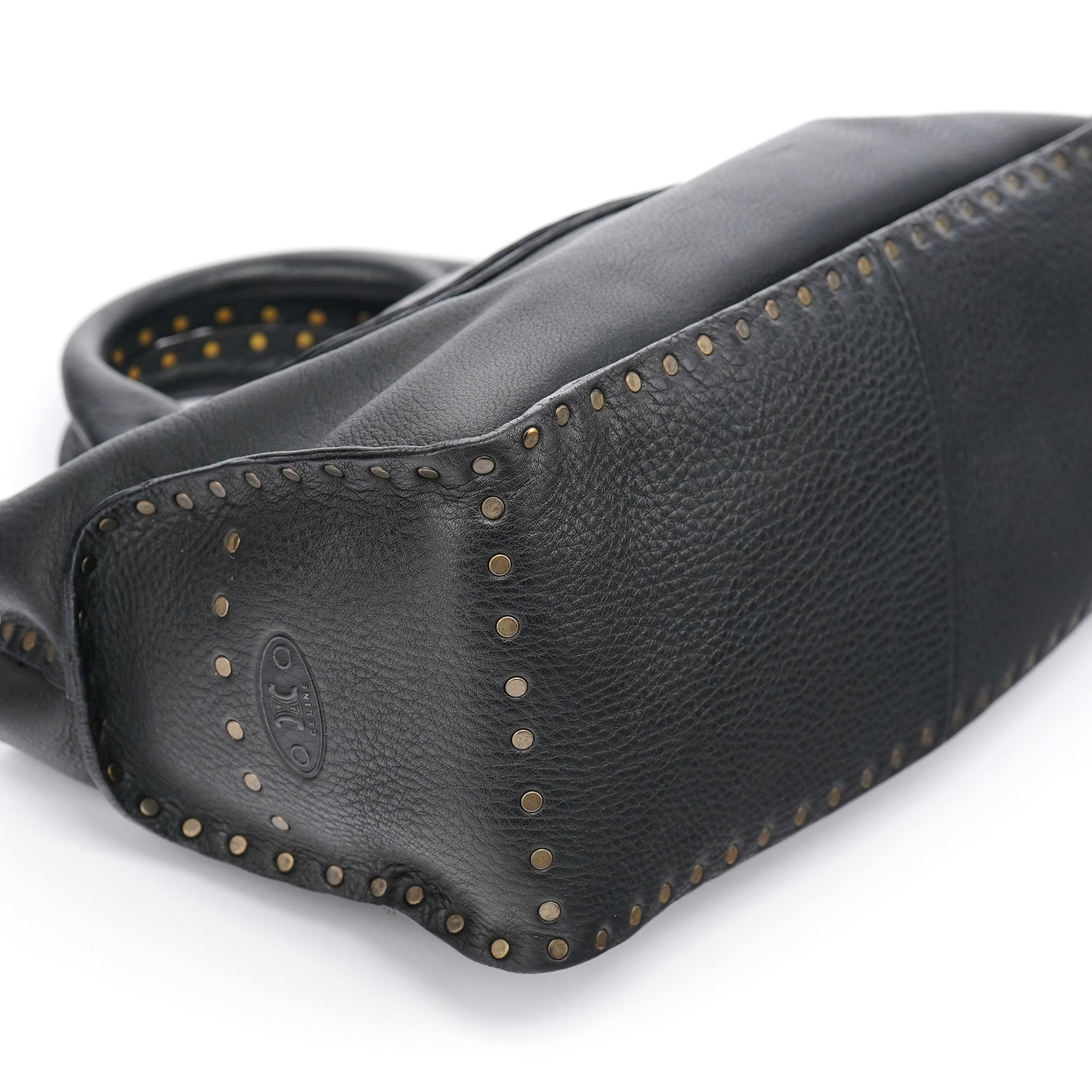 Black Leather Studded Boogie Tote Bag