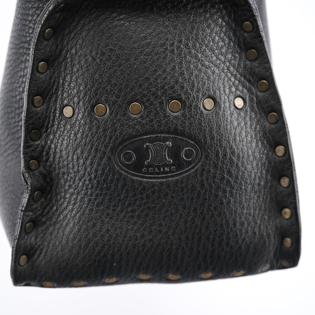 Black Leather Studded Boogie Tote Bag