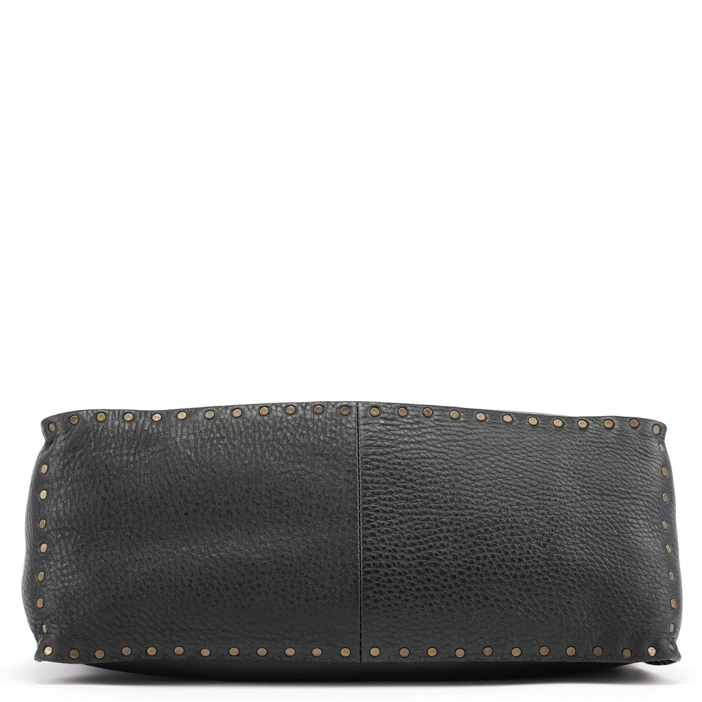 Black Leather Studded Boogie Tote Bag