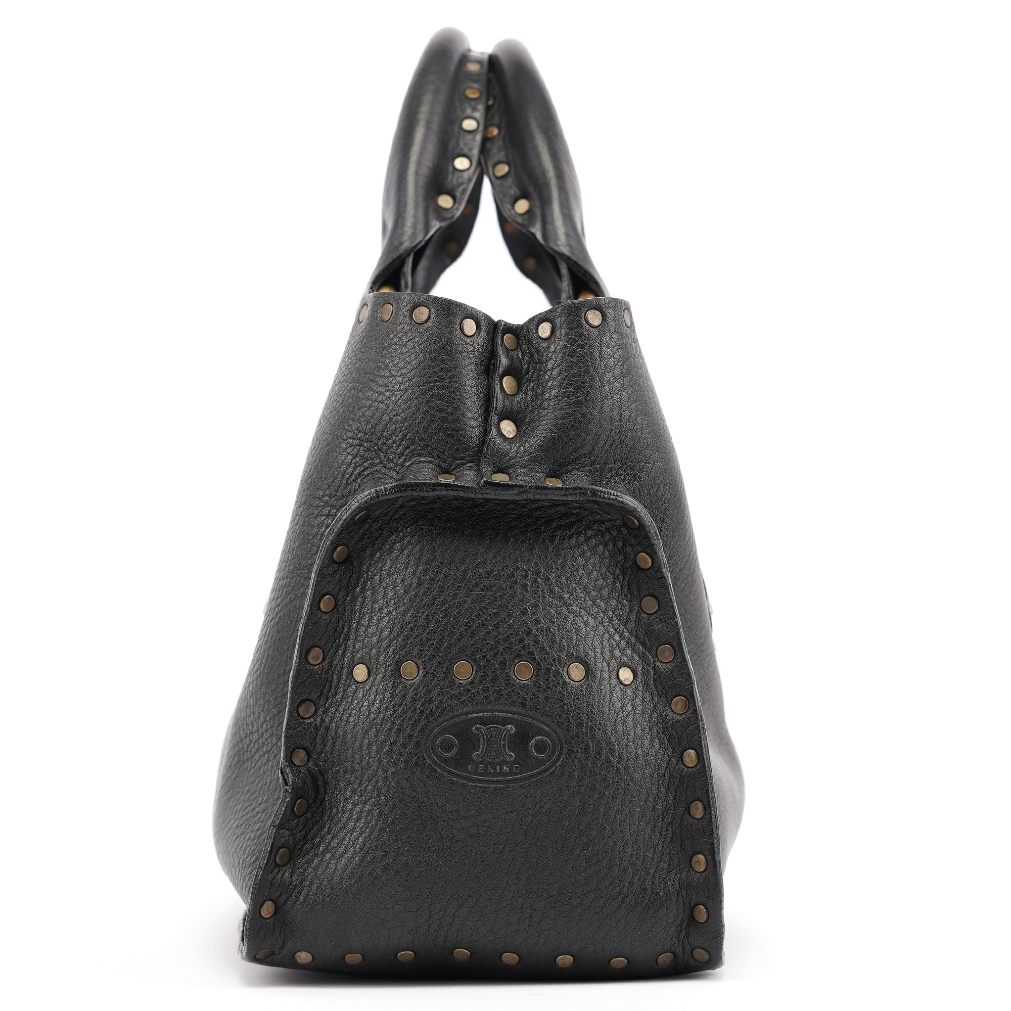 Black Leather Studded Boogie Tote Bag
