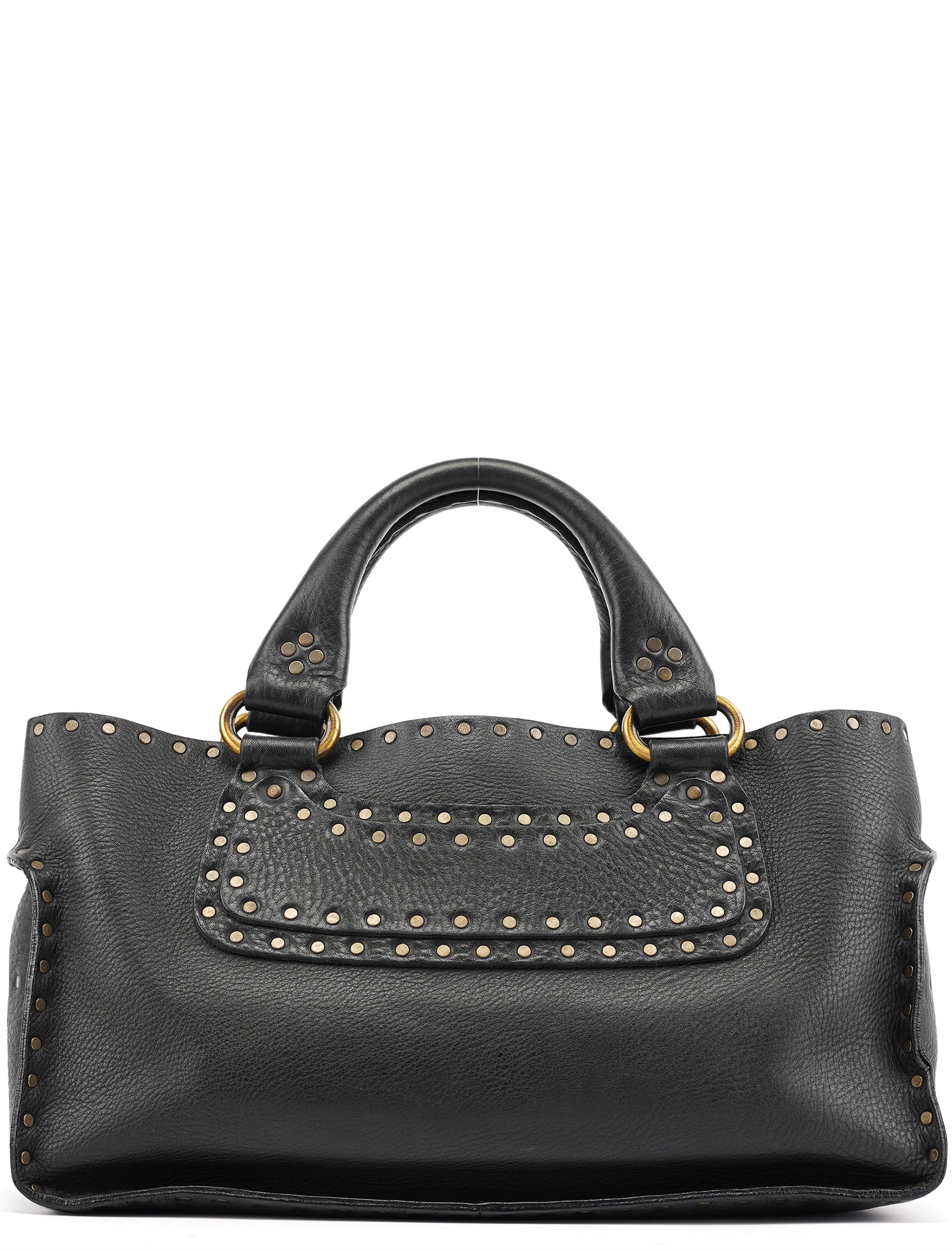Black Leather Studded Boogie Tote Bag