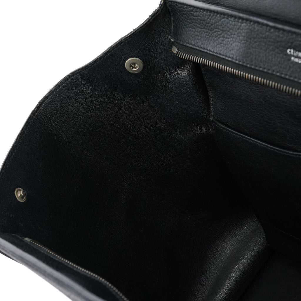 Black Leather Trapeze 2-Way Bag