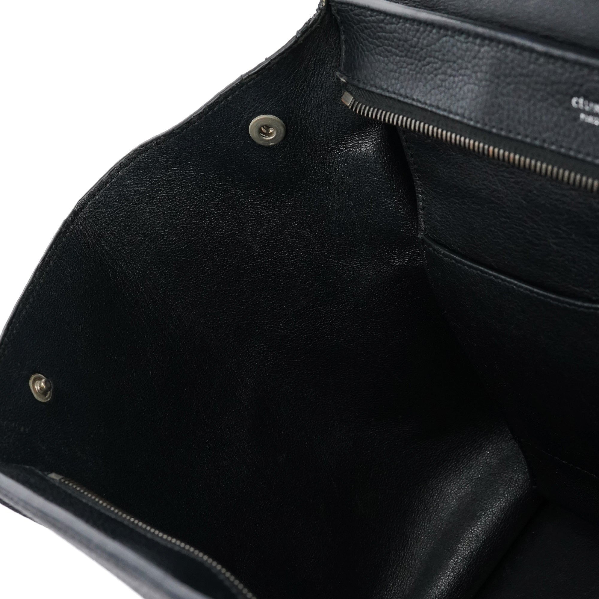 Black Leather Trapeze 2-Way Bag