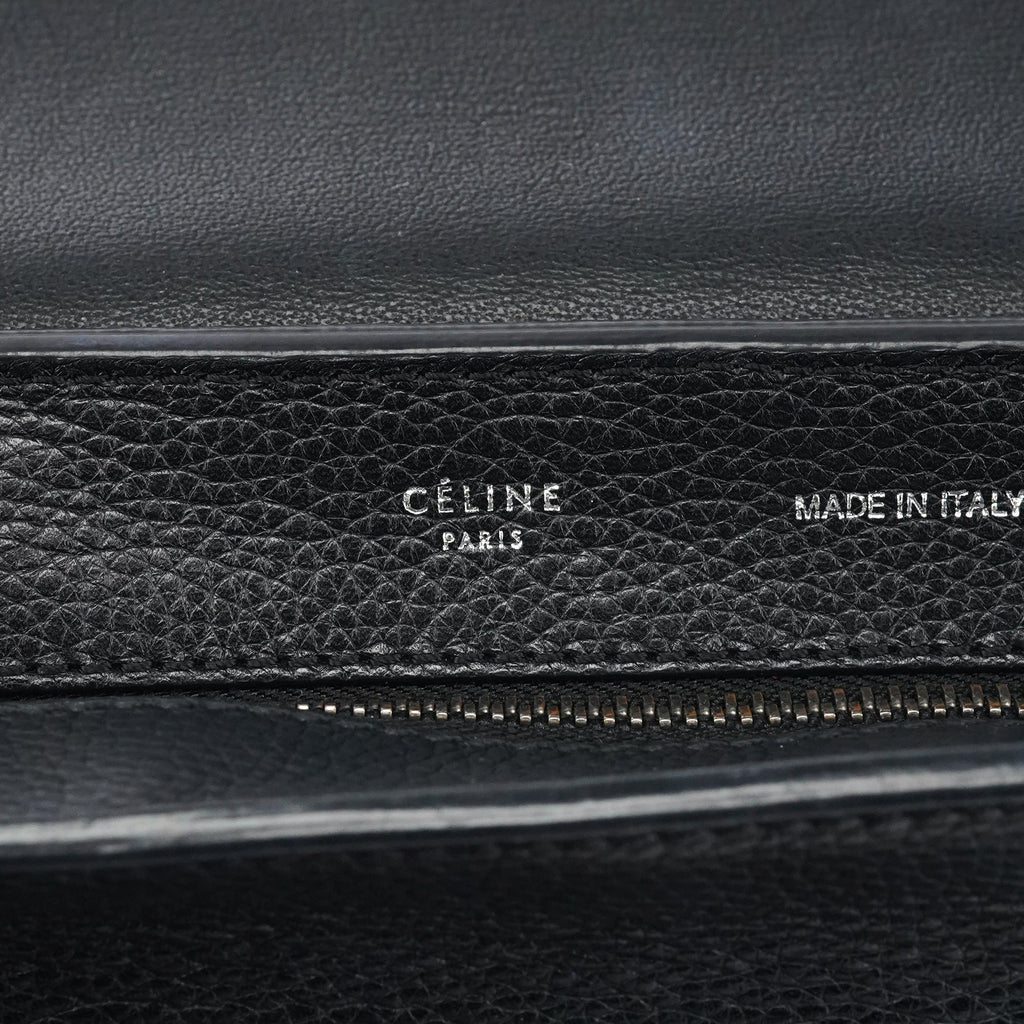 Black Leather Trapeze 2-Way Bag