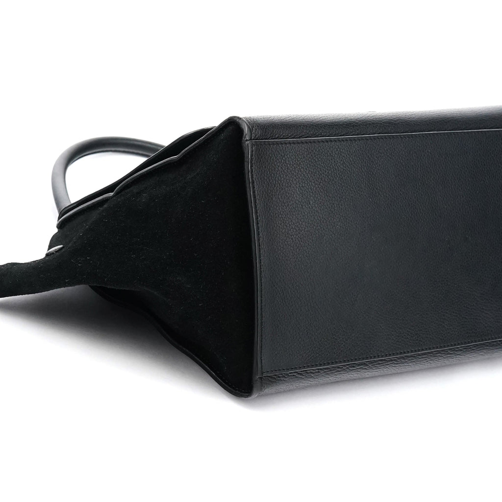 Black Leather Trapeze 2-Way Bag