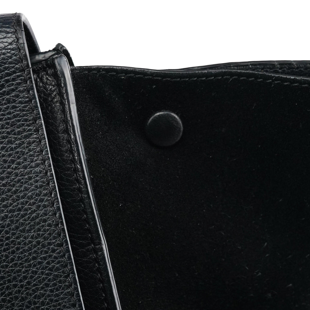Black Leather Trapeze 2-Way Bag