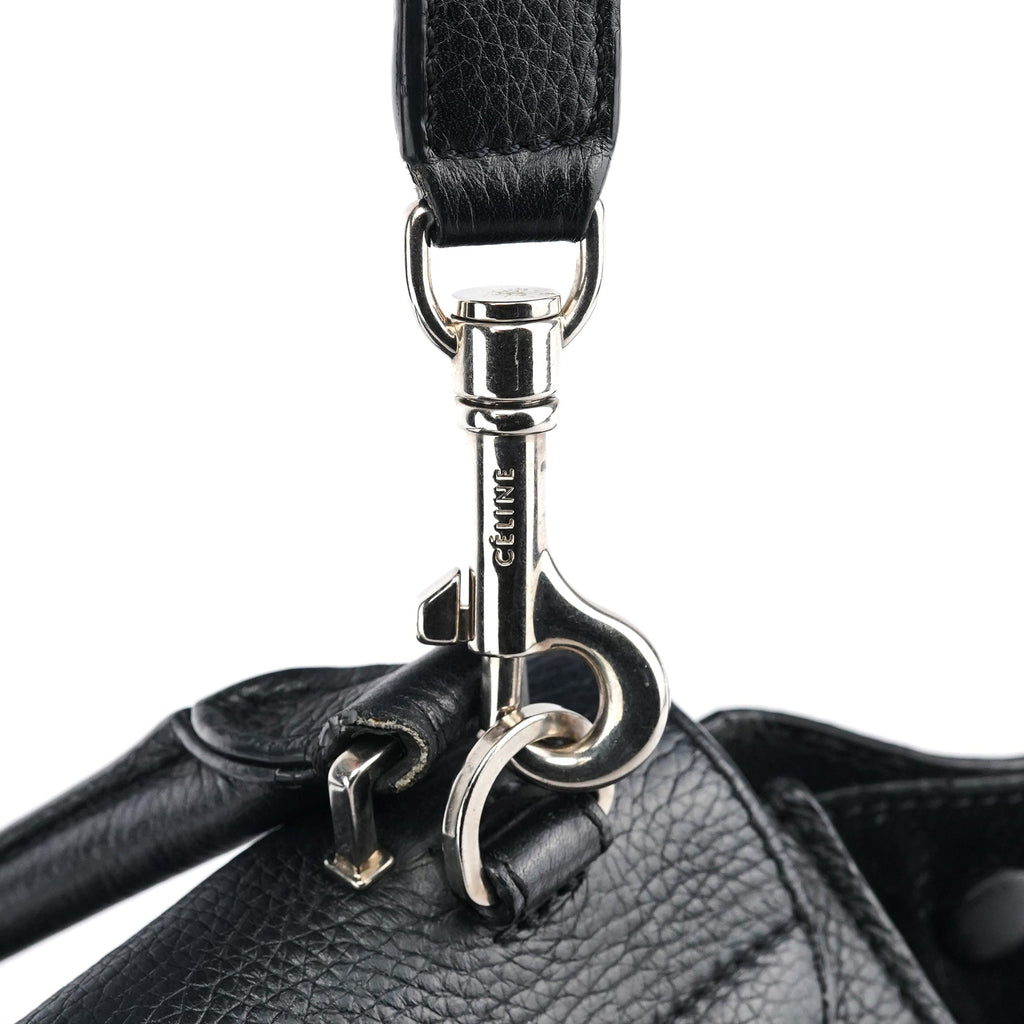 Black Leather Trapeze 2-Way Bag