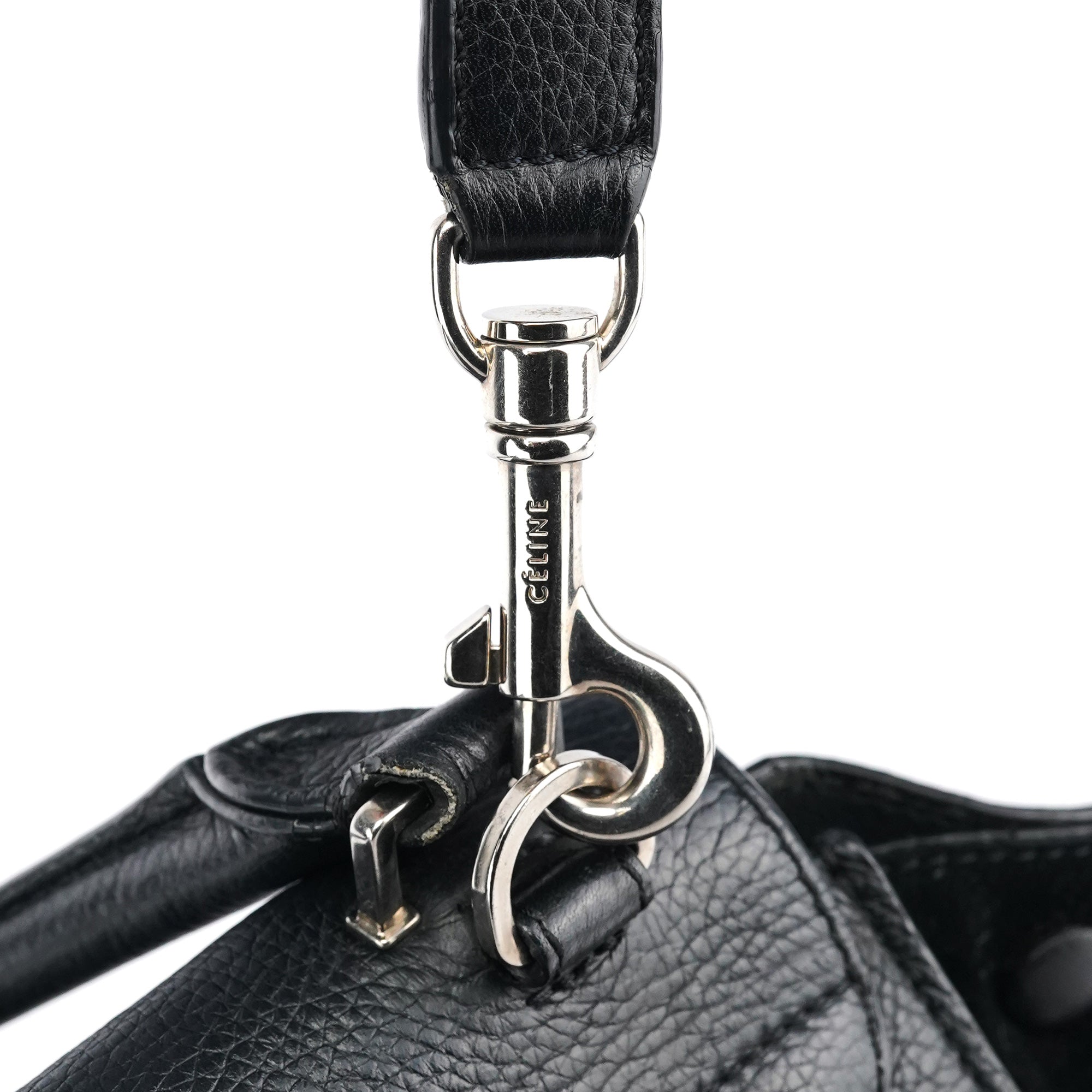 Black Leather Trapeze 2-Way Bag