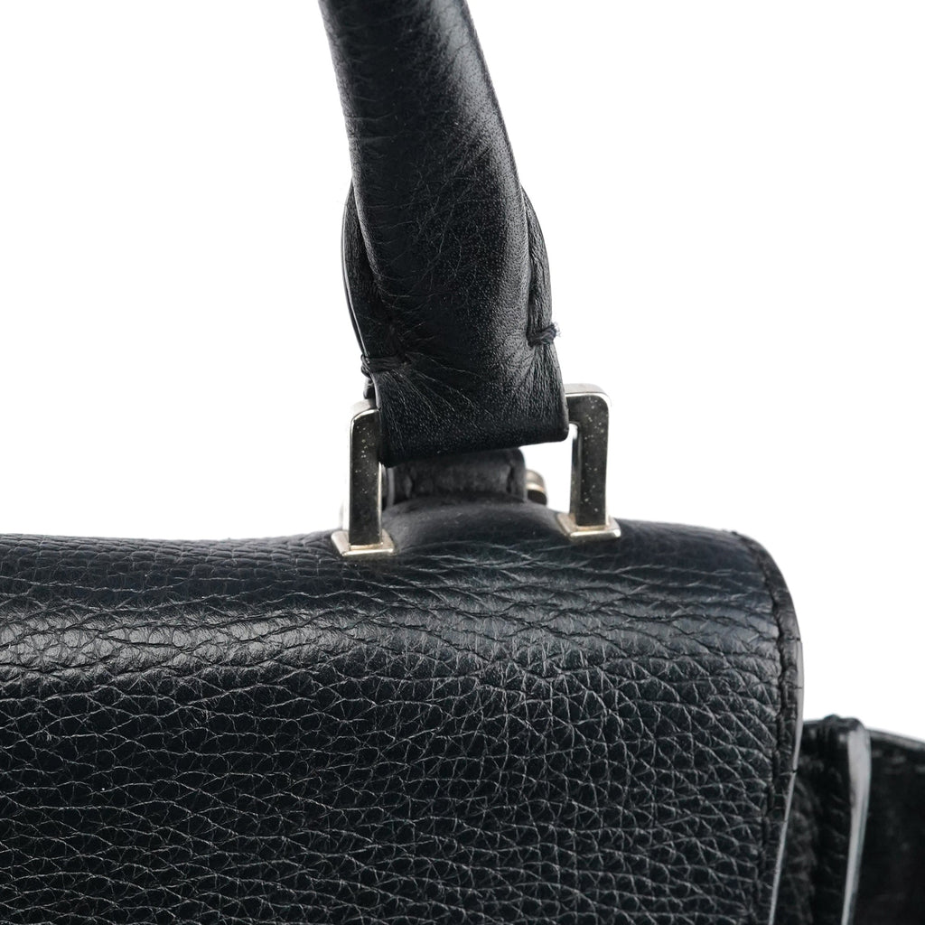 Black Leather Trapeze 2-Way Bag