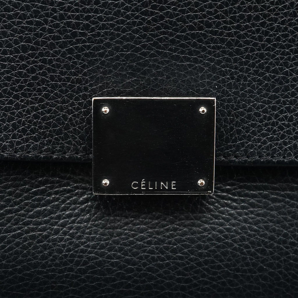 Black Leather Trapeze 2-Way Bag