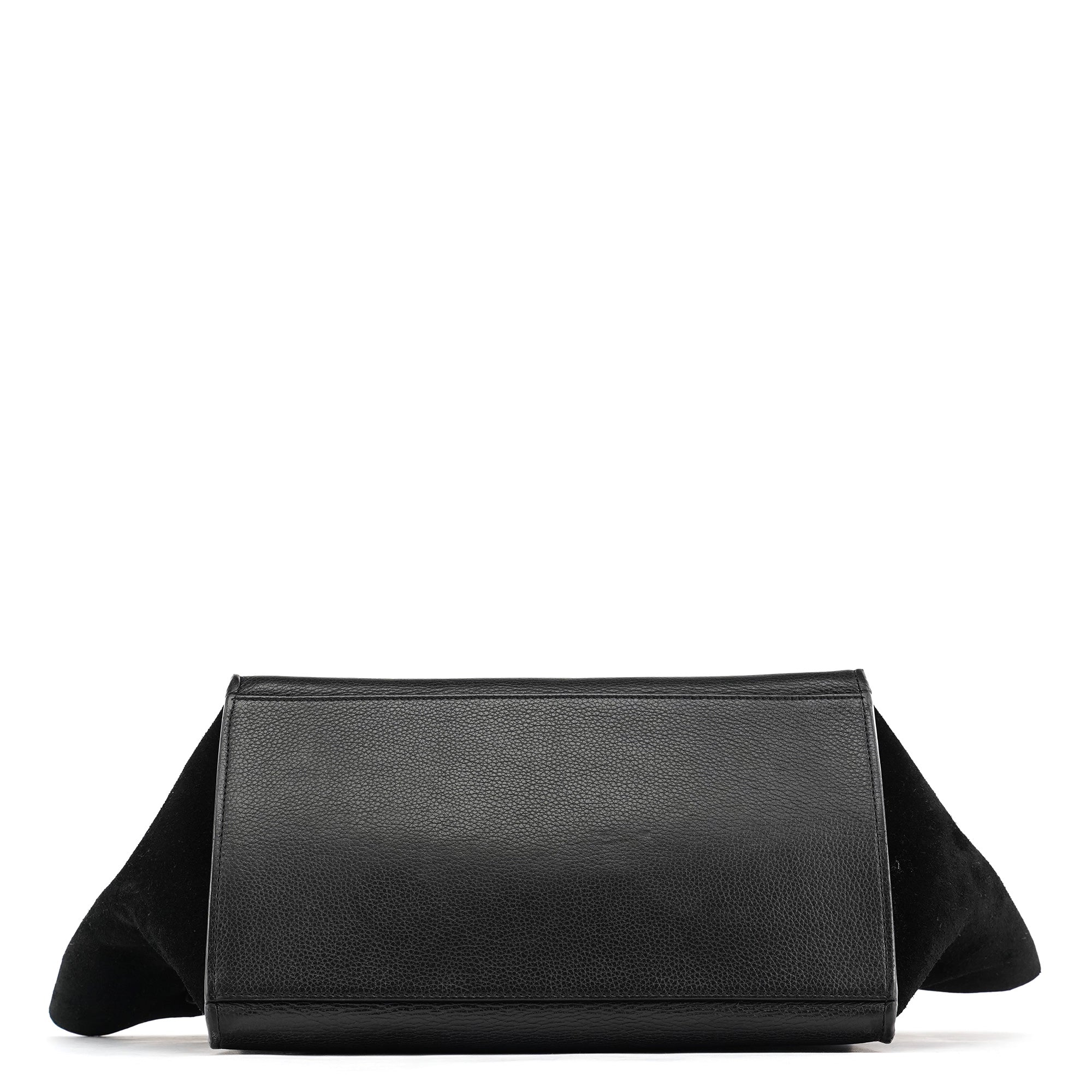 Black Leather Trapeze 2-Way Bag