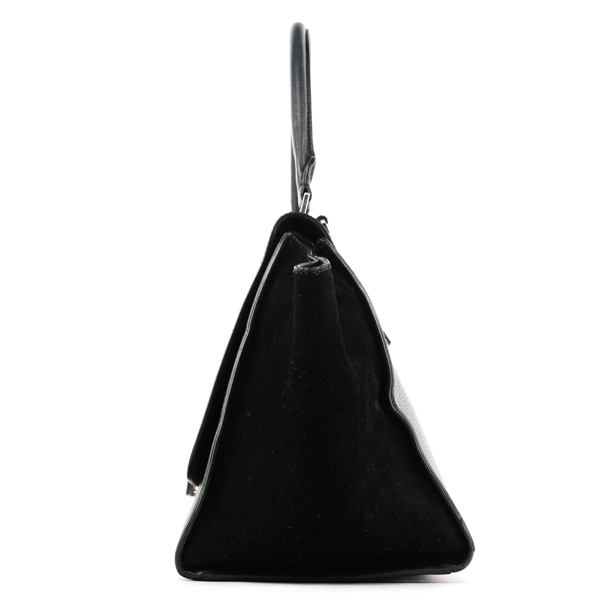 Black Leather Trapeze 2-Way Bag