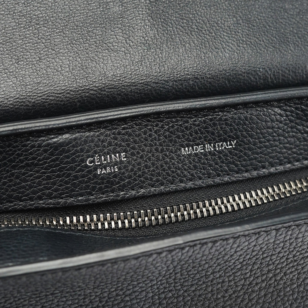 Black Suede Leather Trapeze 2-Way Shoulder Bag