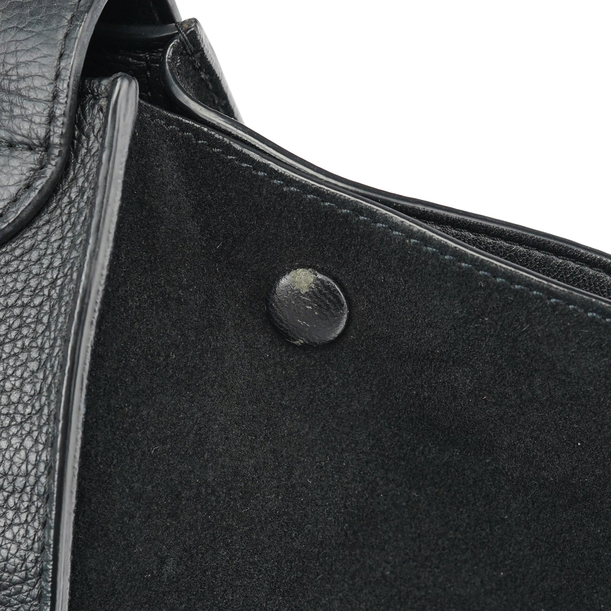 Black Suede Leather Trapeze 2-Way Shoulder Bag