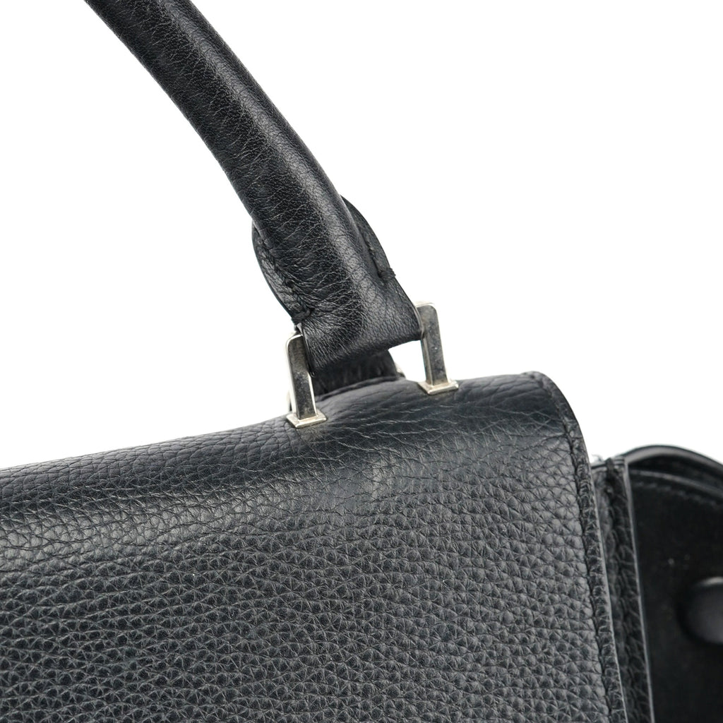 Black Suede Leather Trapeze 2-Way Shoulder Bag