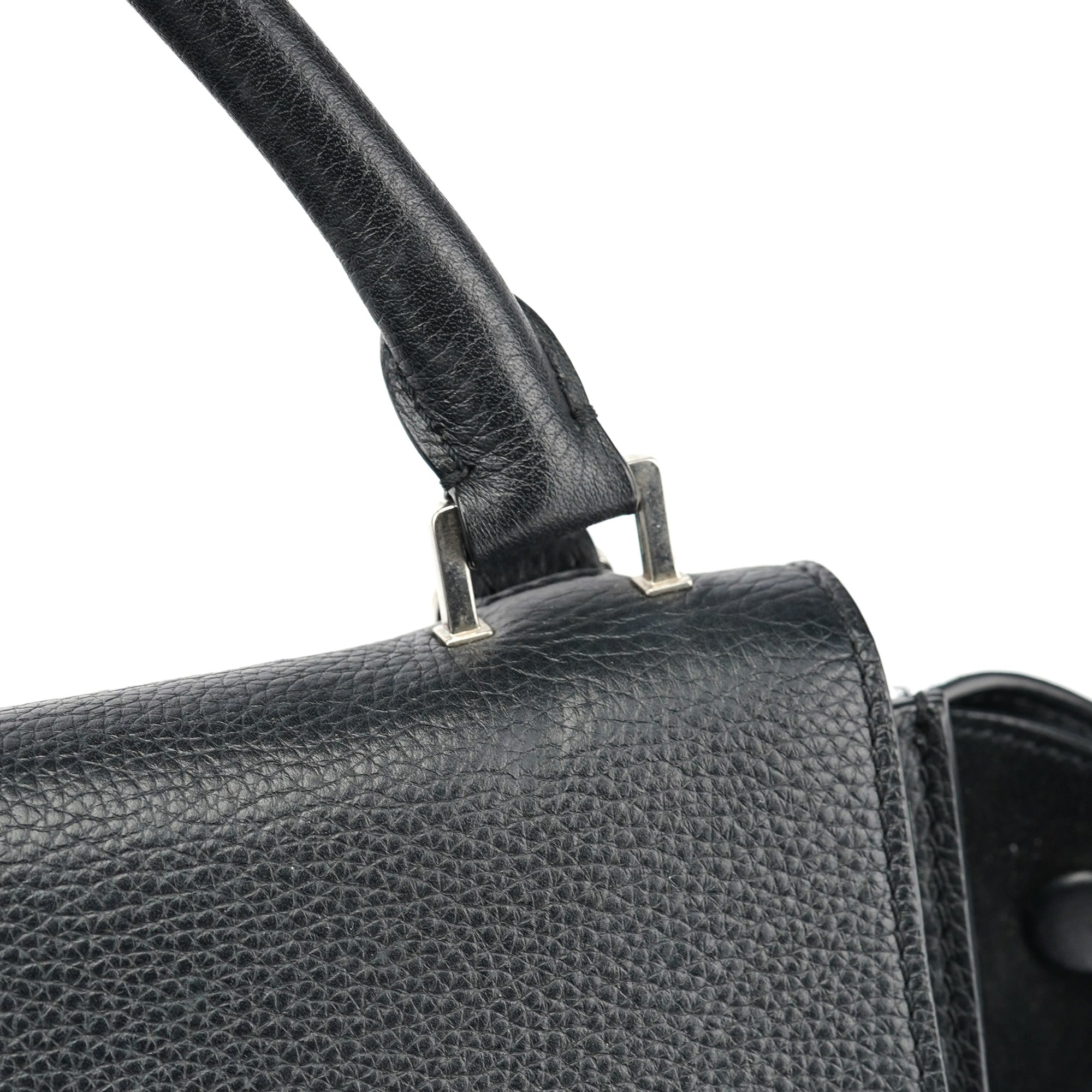 Black Suede Leather Trapeze 2-Way Shoulder Bag
