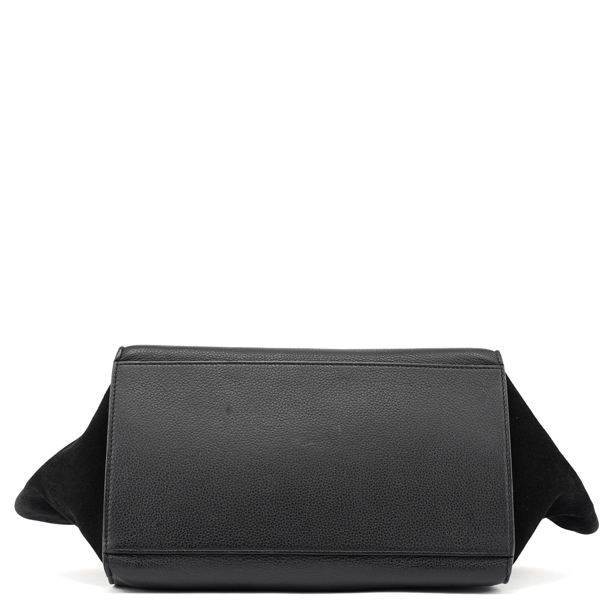 Black Suede Leather Trapeze 2-Way Shoulder Bag