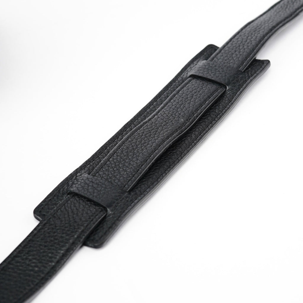 Black Suede Leather Trapeze 2-Way Shoulder Bag