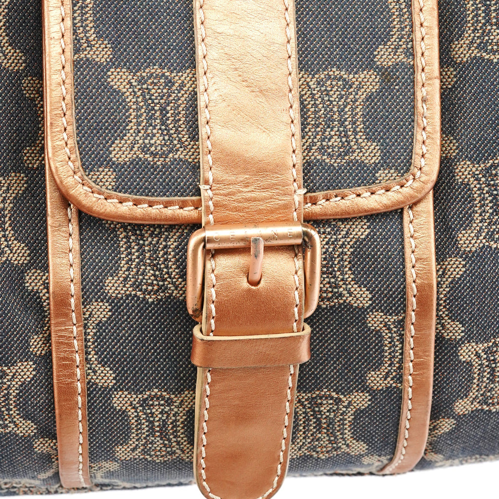 Navy Metallic Monogram Denim Tote Bag