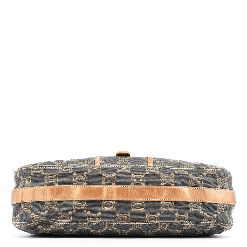 Navy Metallic Monogram Denim Tote Bag