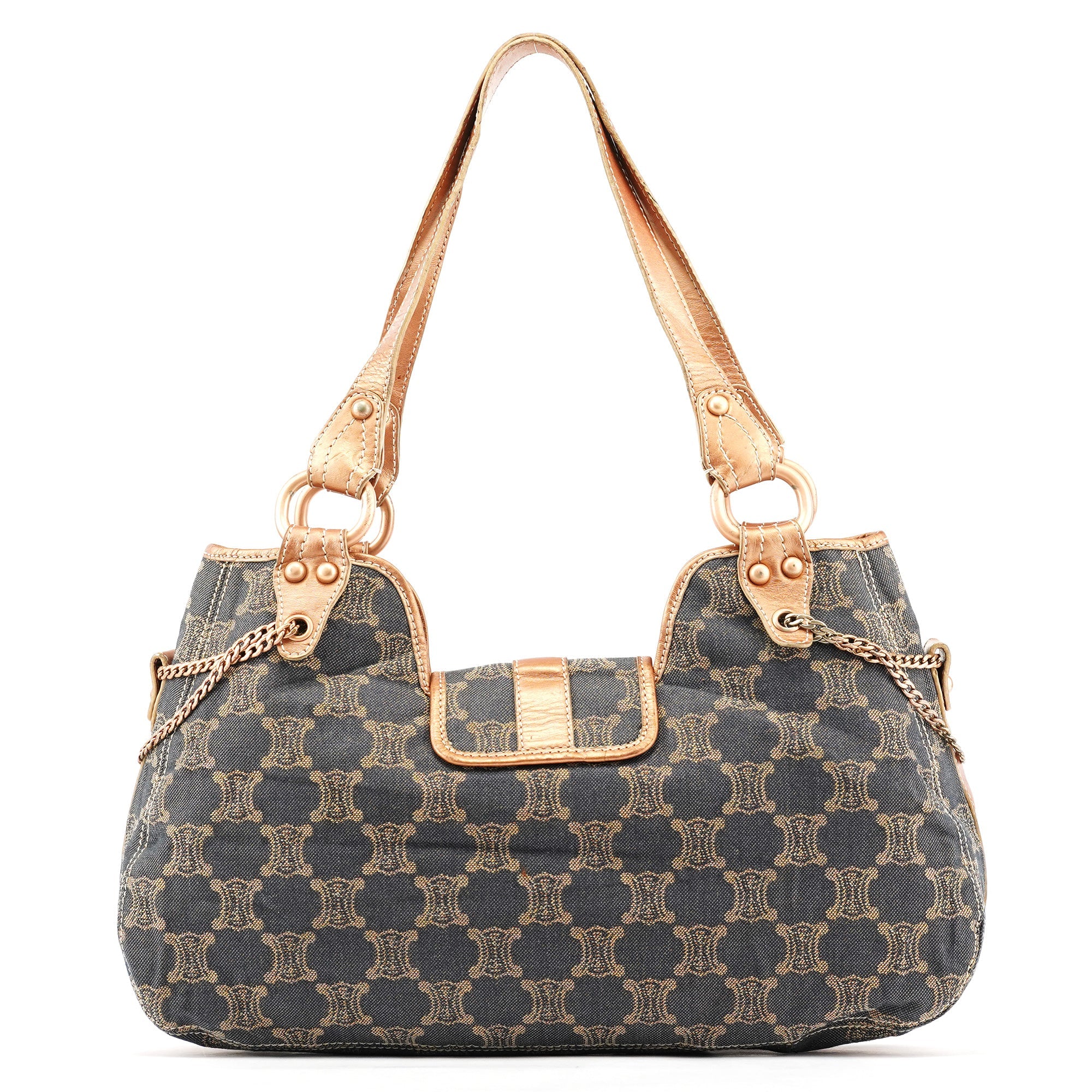 Navy Metallic Monogram Denim Tote Bag