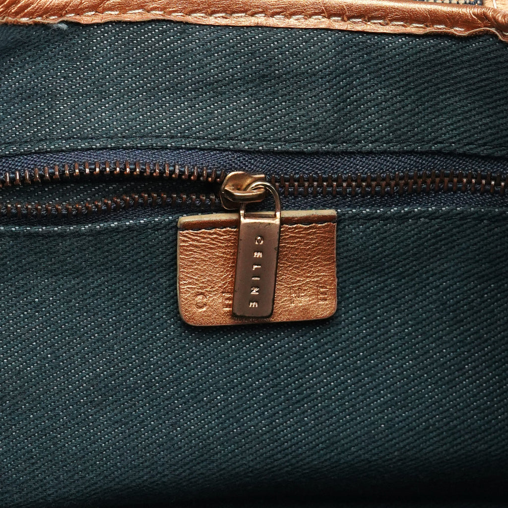 Navy Metallic Monogram Denim Tote Bag