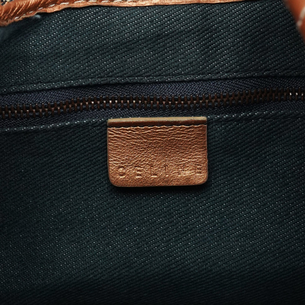 Navy Metallic Monogram Denim Tote Bag