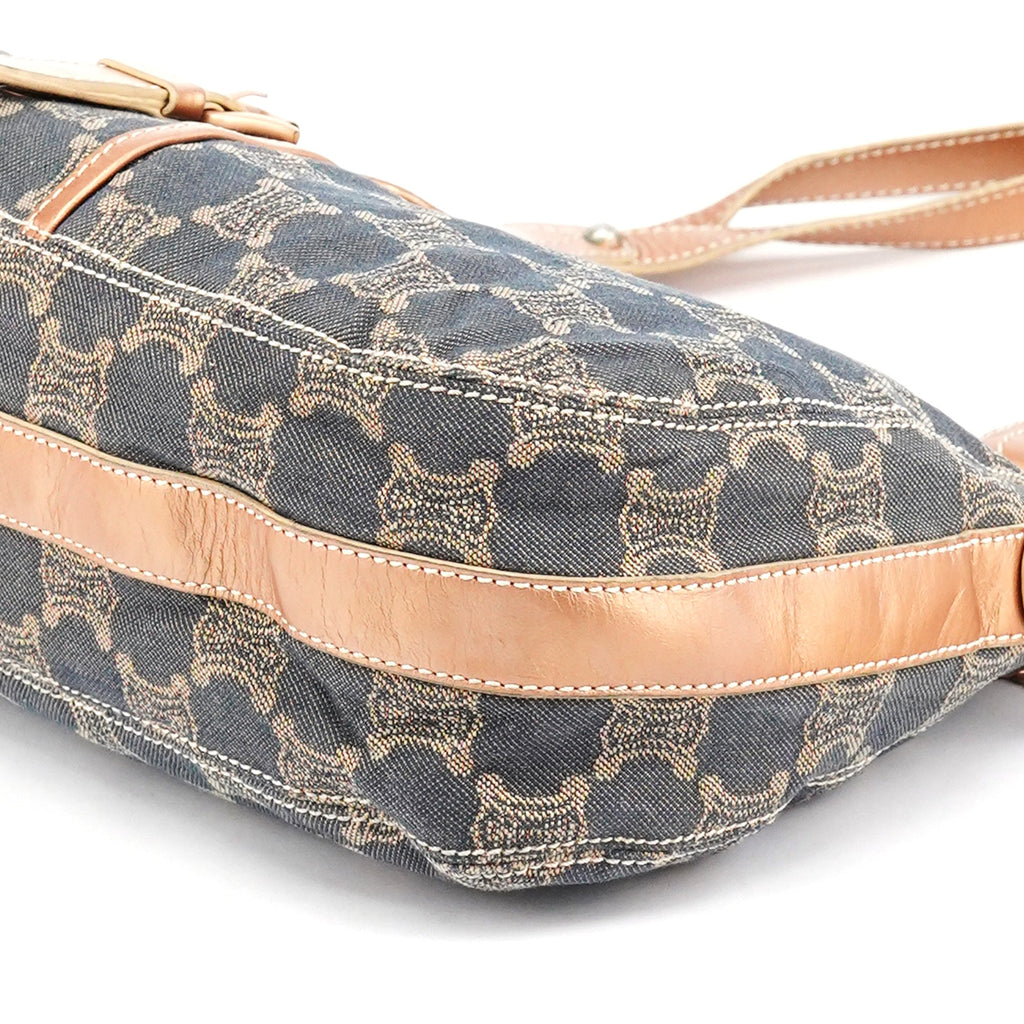 Navy Metallic Monogram Denim Tote Bag