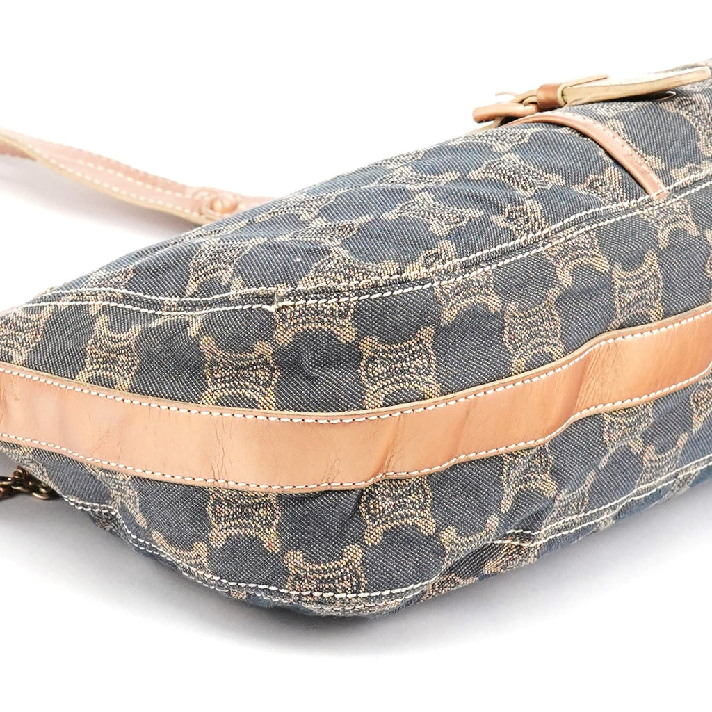 Navy Metallic Monogram Denim Tote Bag