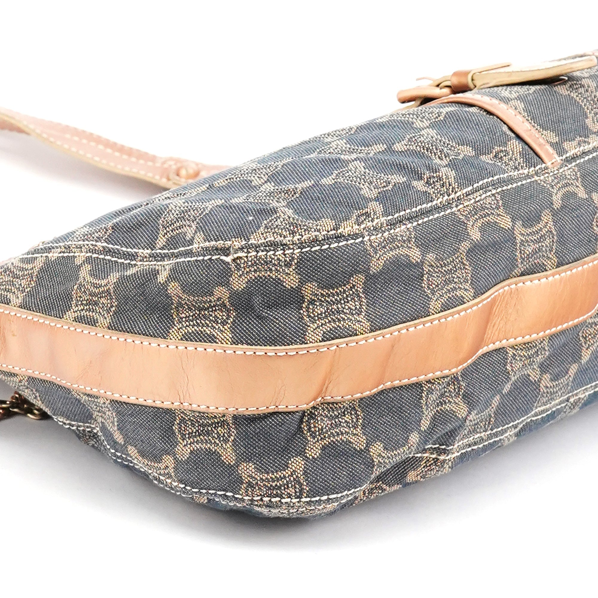 Navy Metallic Monogram Denim Tote Bag