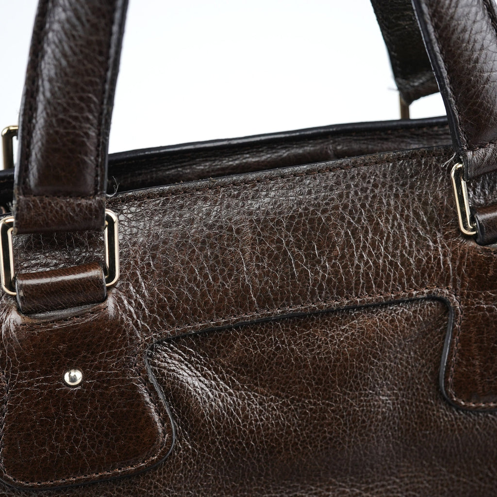 Brown Calfskin Leather Tote Bag