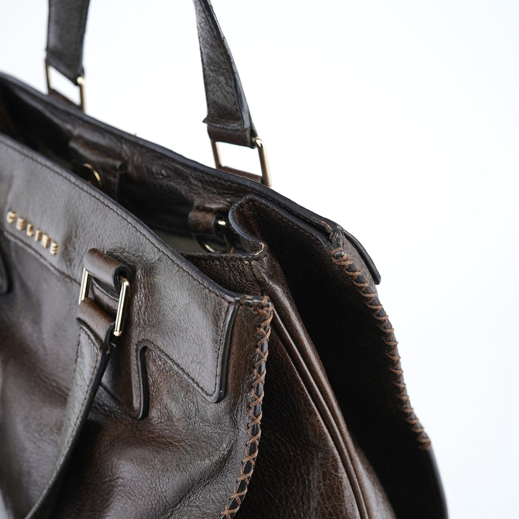 Brown Calfskin Leather Tote Bag