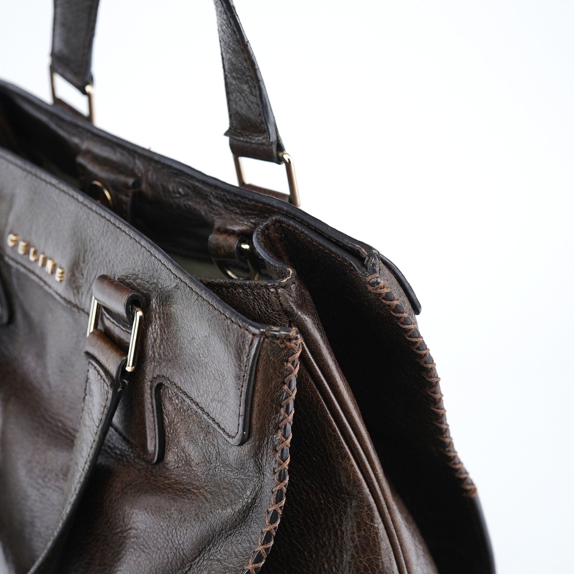 Brown Calfskin Leather Tote Bag
