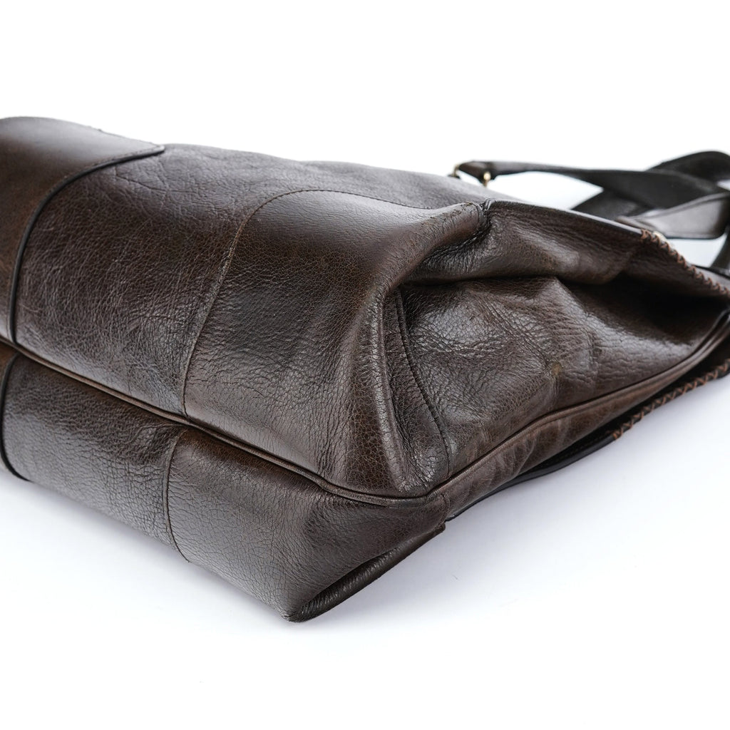 Brown Calfskin Leather Tote Bag