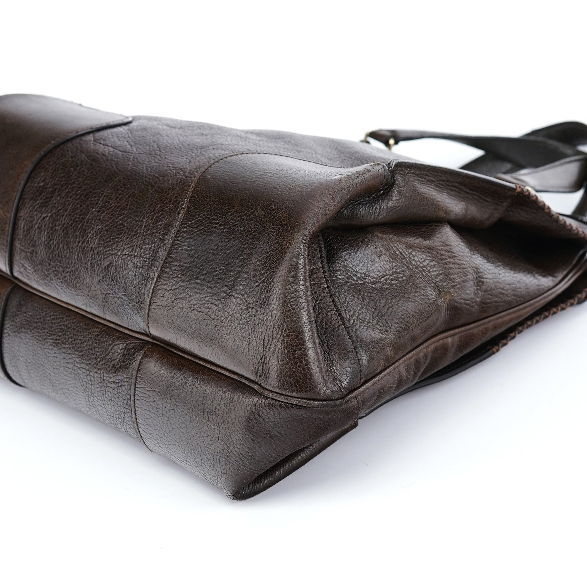 Brown Calfskin Leather Tote Bag