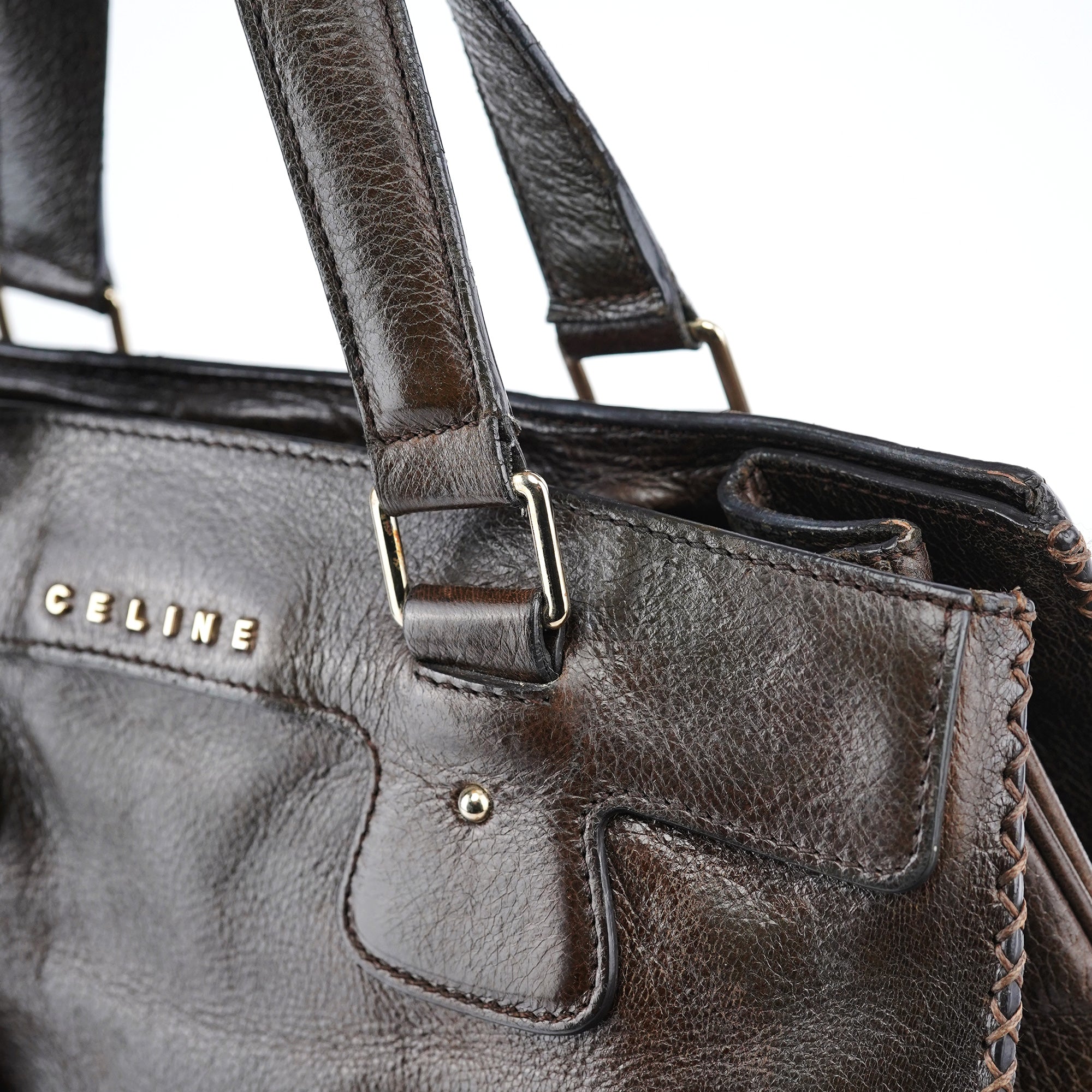 Brown Calfskin Leather Tote Bag