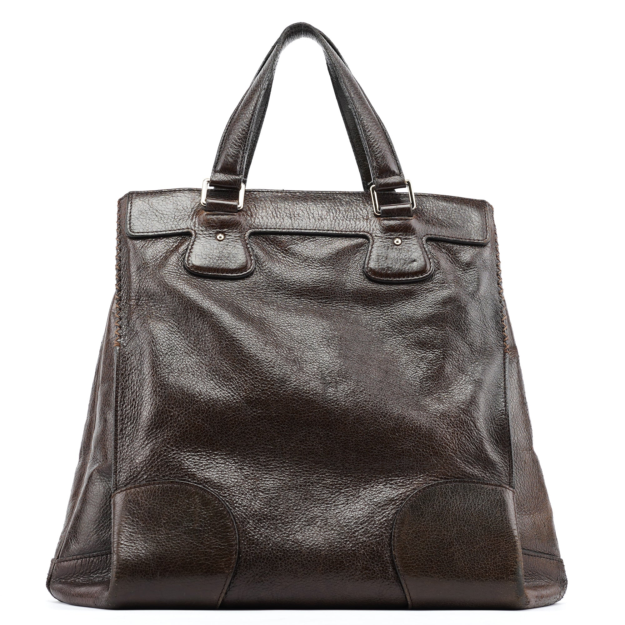 Brown Calfskin Leather Tote Bag