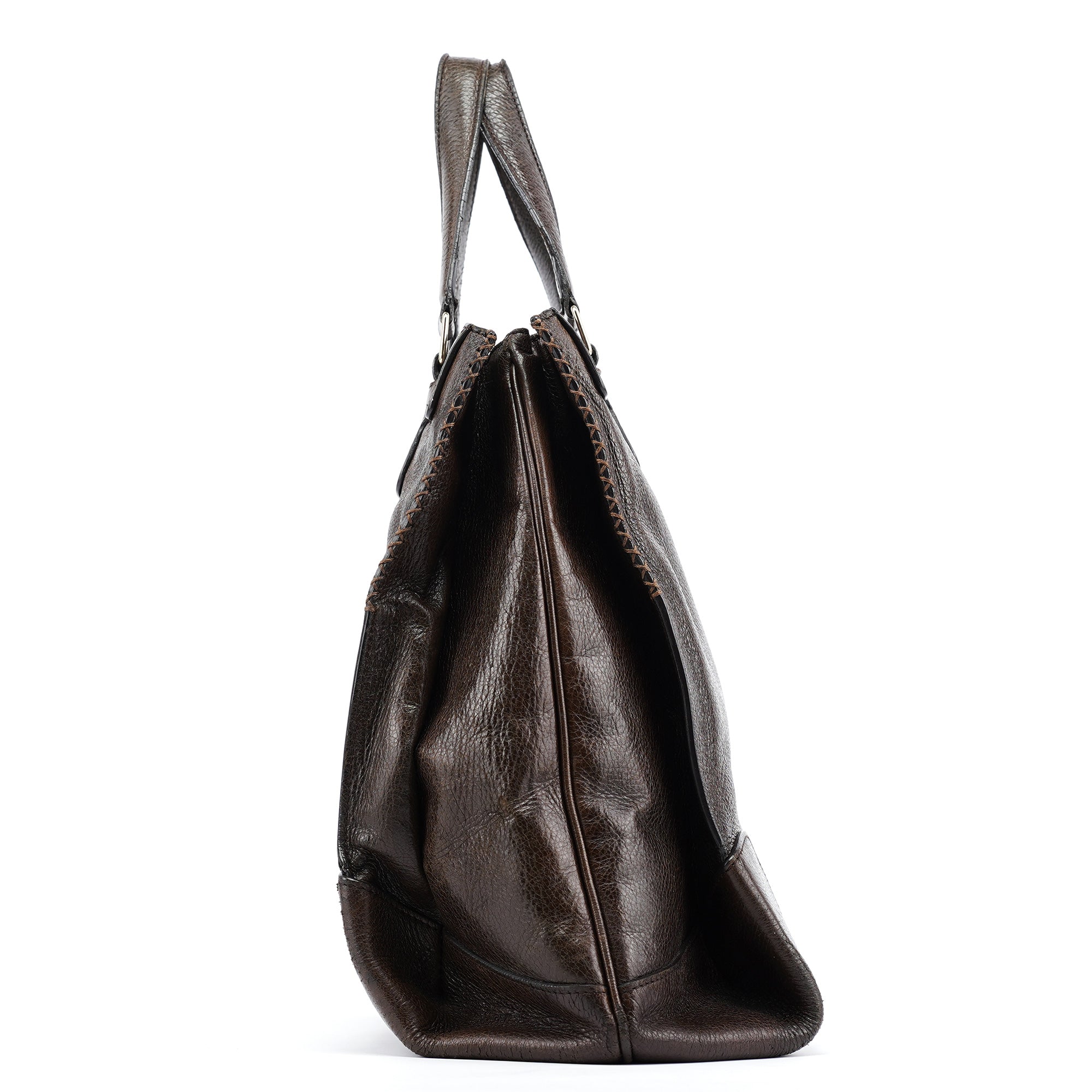 Brown Calfskin Leather Tote Bag