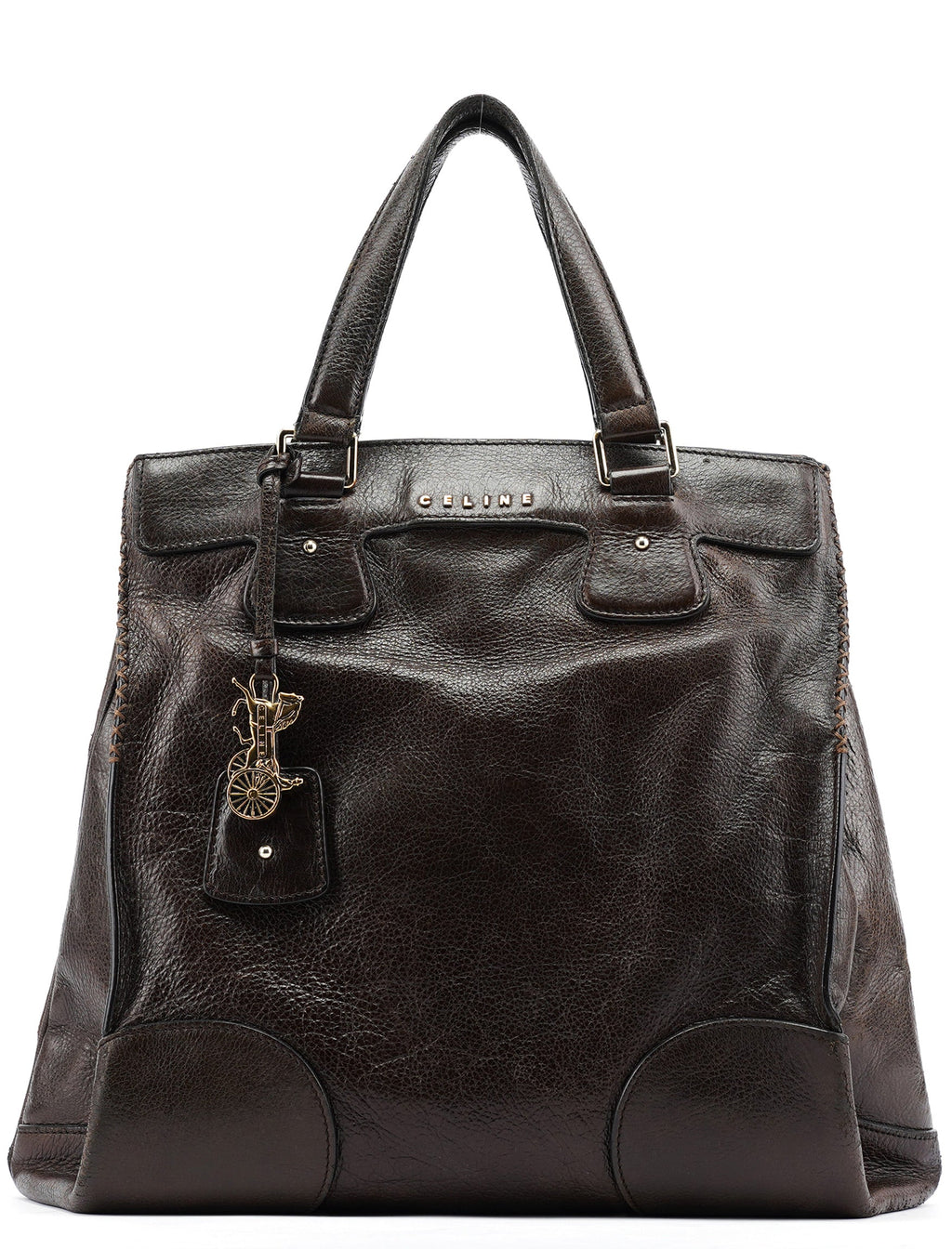 Brown Calfskin Leather Tote Bag