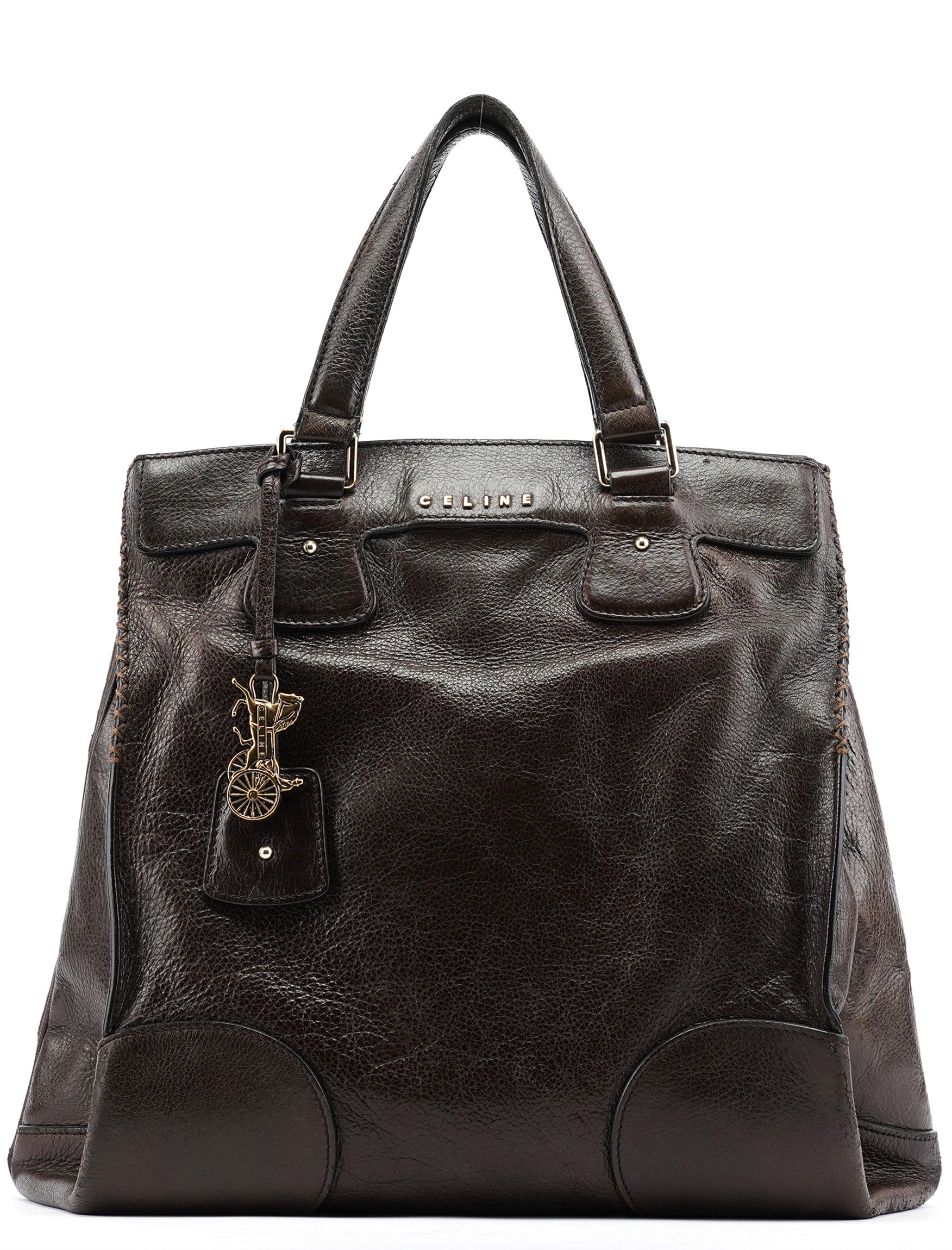 Brown Calfskin Leather Tote Bag