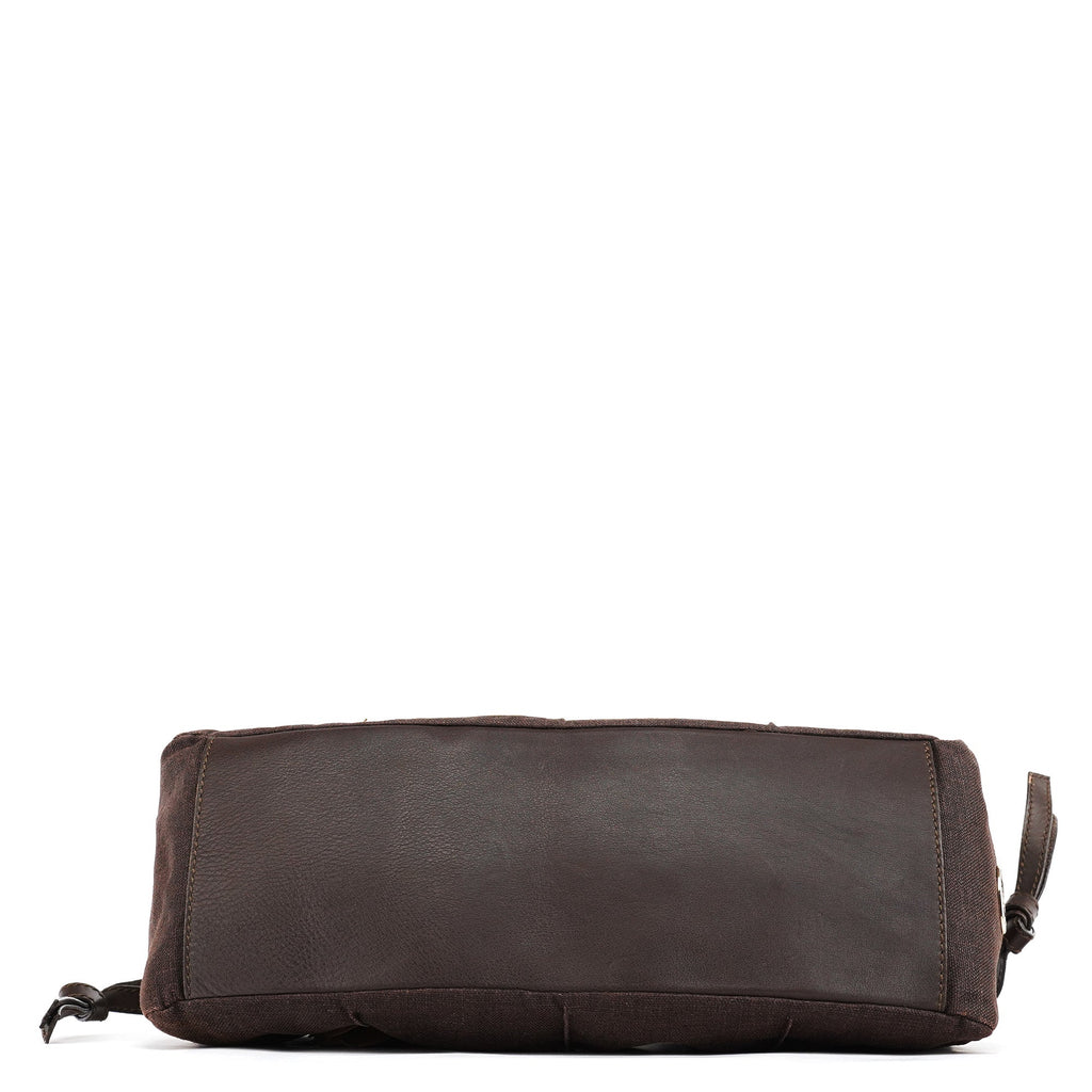 Brown Canvas Floral Shoulder Bag